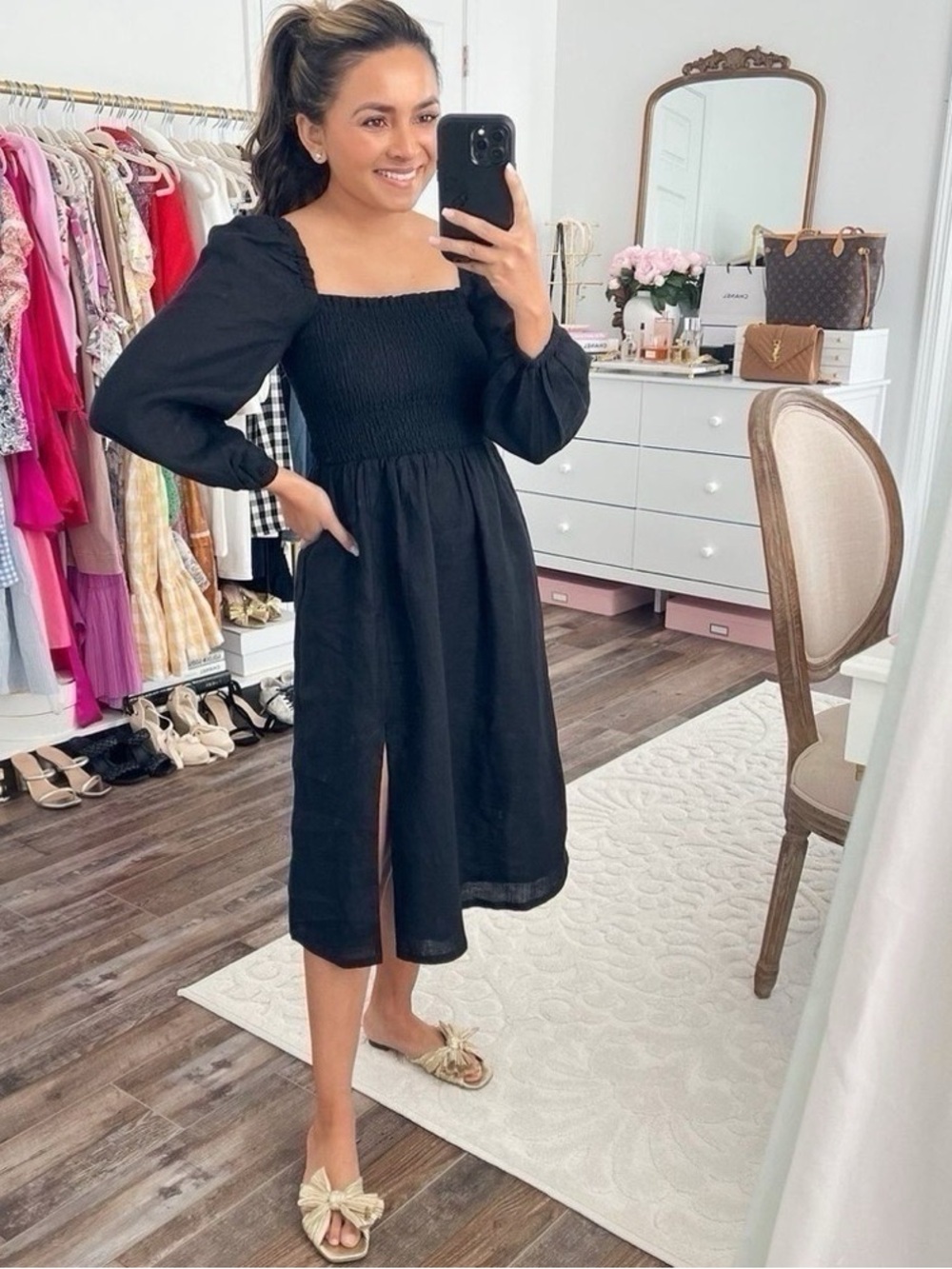 NEW J.Crew Linen Daydream Midi Dress Black